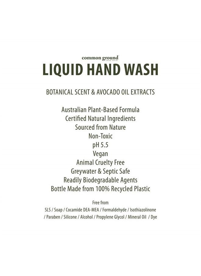 COMMON GROUND - Common Ground All Natural Hand Wash Soap - Paraben & Cruelty Free - Daily - Organic, Vegan, Plant-Based - Botanical Scent & Avocado Oil - For All, Men, Women, Eczema, Sensitive Skin 8.4 Fl Oz (3 Pack) - Image 1