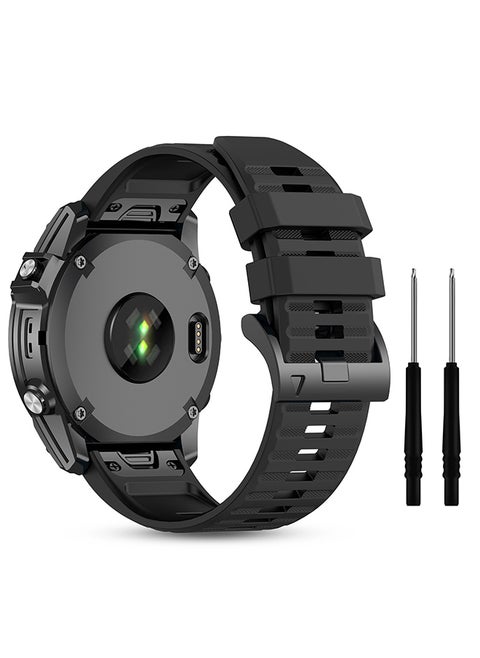 حزام بديل من السيليكون الرياضي مقاس 26 مم متوافق مع Garmin Fenix 7X | فينيكس 6X | فينيكس 5X | فينيكس 5 بي | 5 بلس | فينيكس 6 اكس برو | فينيكس 3 - أسود