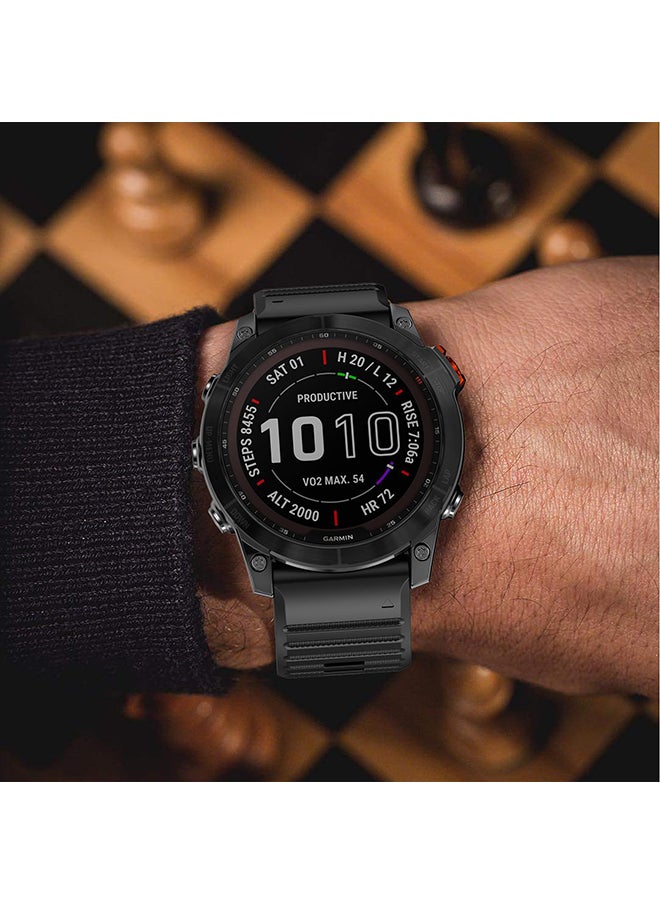 O Ozone - حزام بديل من السيليكون الرياضي مقاس 26 مم متوافق مع Garmin Fenix 7X | فينيكس 6X | فينيكس 5X | فينيكس 5 بي | 5 بلس | فينيكس 6 اكس برو | فينيكس 3 - أسود - Image 1