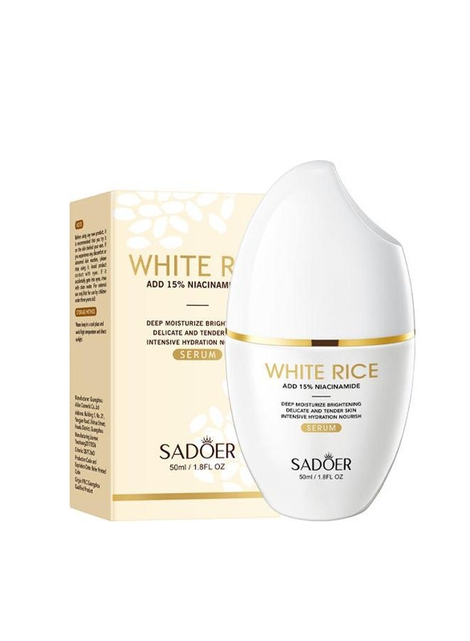 SADOER 50ml White Rice Nicotinamide Serum Moisturizing Facial Skin Care Brightening Lifting and Moisturizing Essence Facial Skin Care White Rice Serum Advance White Rice Skin Beauty Essence - Image 1