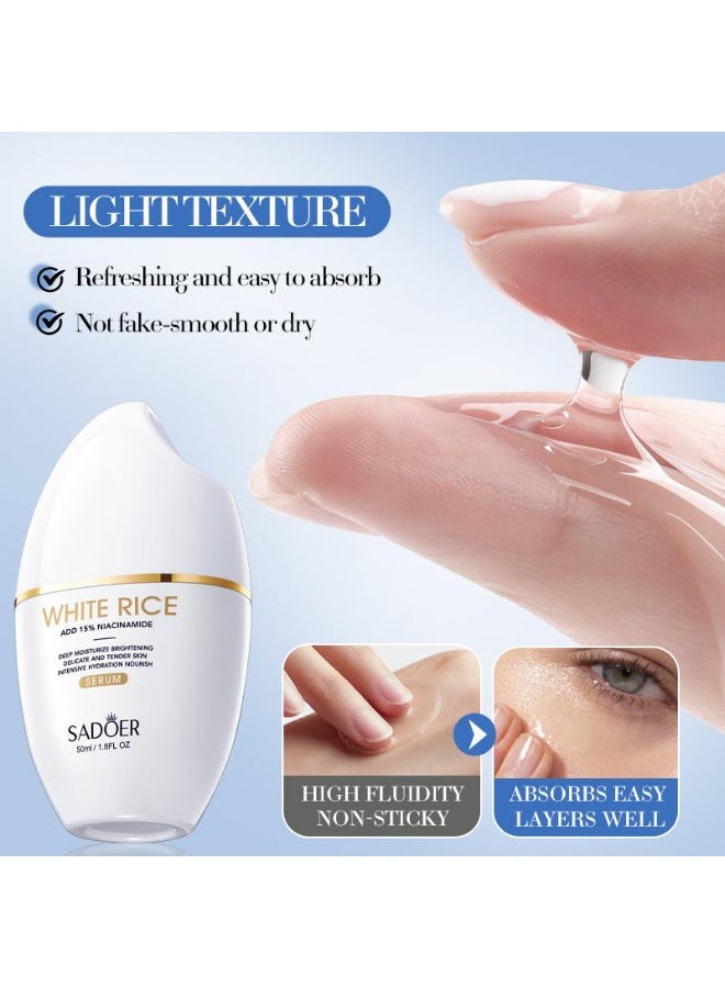 SADOER 50ml White Rice Nicotinamide Serum Moisturizing Facial Skin Care Brightening Lifting and Moisturizing Essence Facial Skin Care White Rice Serum Advance White Rice Skin Beauty Essence - Image 4