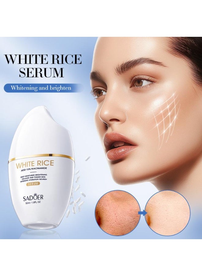 SADOER 50ml White Rice Nicotinamide Serum Moisturizing Facial Skin Care Brightening Lifting and Moisturizing Essence Facial Skin Care White Rice Serum Advance White Rice Skin Beauty Essence - Image 2
