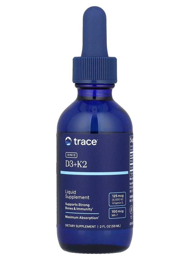 Trace Minerals أيونك D3 + K2 2 أونصة سائلة (59 مل)
