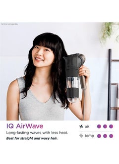 Shark HD100AWA IQ AirWave Attachment for HyperAIR Blow Dryers, Styling Tool, Auto Preset Touchless Waver for Straight and Wavy Hair, Long-Lasting Beach Waves, No Extreme Heat, Slate, Stone  - Image 5