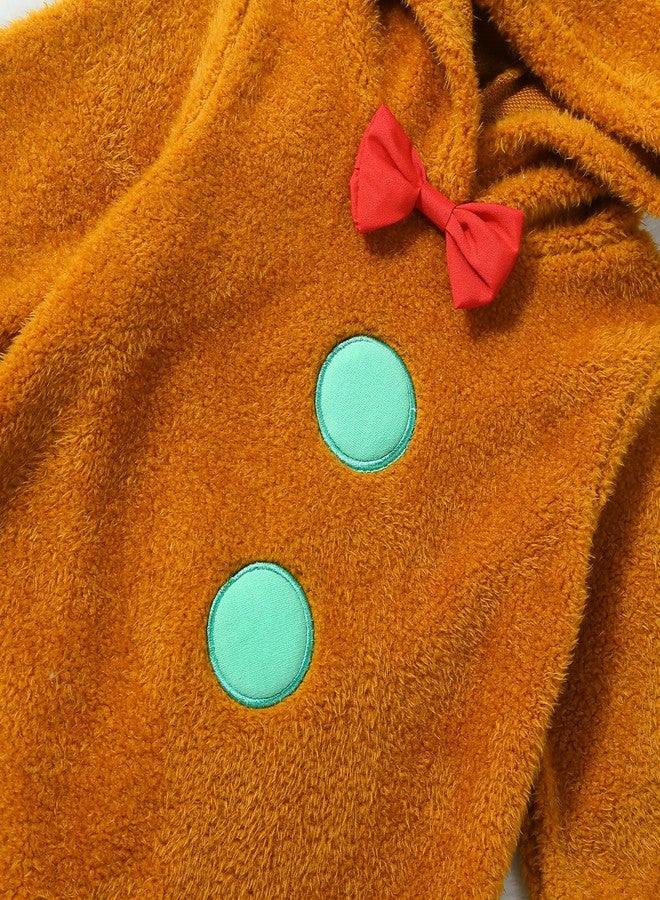 RWYBEIW RWYBEYW Infant Baby Boy Girl Christmas Gingerbread Man Costume Long Sleeve Fleece Jumpsuit Hooded Romper Fall Clothes (Brown, 0-6 Months) - Image 5