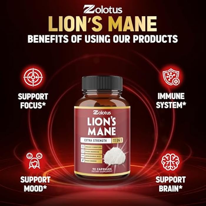 Zolotus 11 in 1 Lions Mane Mushroom Capsules, 3 Month Supply with Cordeyceps, Reishi, Ashwagandha, Panax Ginseng - 90 Capsules - Image 5