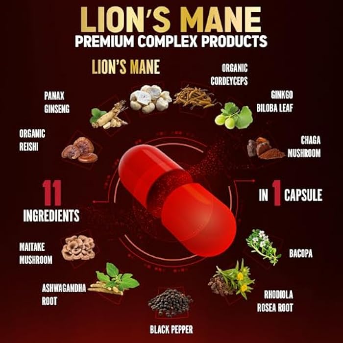 Zolotus 11 in 1 Lions Mane Mushroom Capsules, 3 Month Supply with Cordeyceps, Reishi, Ashwagandha, Panax Ginseng - 90 Capsules - Image 3