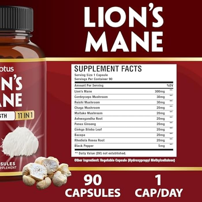 Zolotus 11 in 1 Lions Mane Mushroom Capsules, 3 Month Supply with Cordeyceps, Reishi, Ashwagandha, Panax Ginseng - 90 Capsules - Image 2
