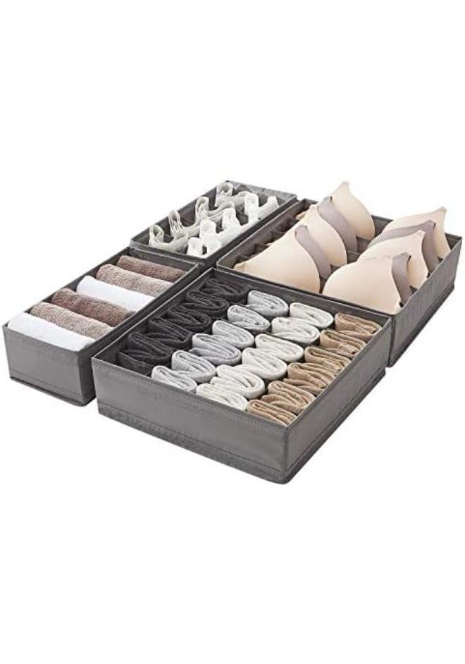 فواصل تنظيم الأدراج وصناديق تخزين الملابس الداخلية وحمالة الصدر والجوارب والملابس الداخلية (رمادي) - Image 1