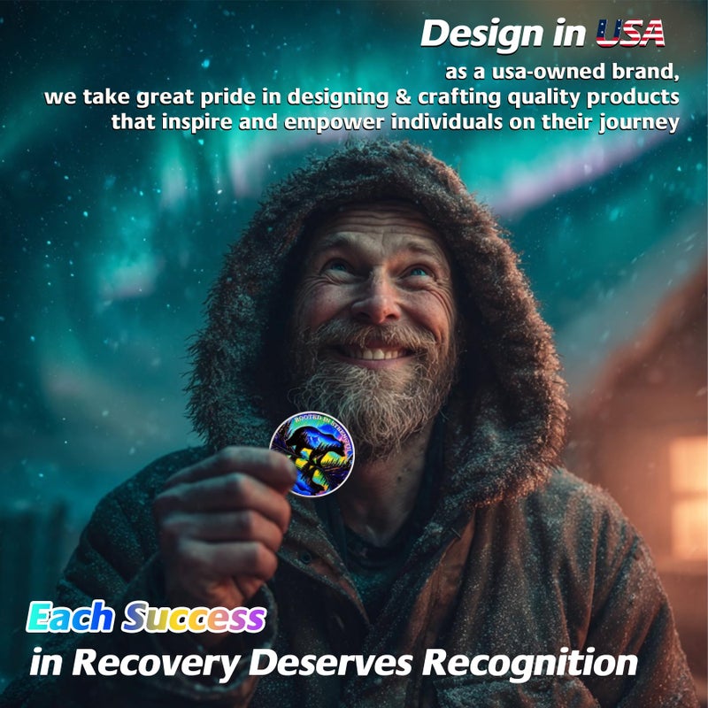IELCJJ Aurora Polar Bear Sobriety Coin - Rooted in Strength Mountain AA Coins - Addiction Recovery NA AA Chips and Medallions - 1-10 Prime Living Clean Narcotics Alcoholics Anonymous Gifts for Men Women - Image 4