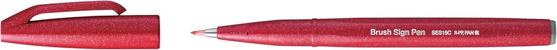 Pentel SES15C Brush Sign Pen Set of 10 - Red - Image 4
