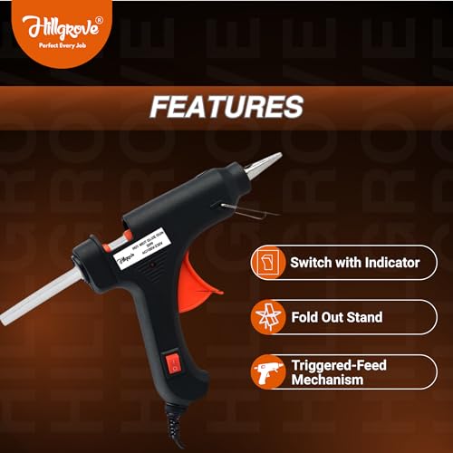 Hillgrove 20 Watt Hot Melt Glue Gun with 5 Pieces Sticks - Image 3
