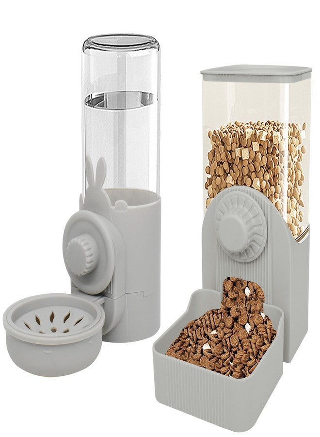 GKYZBB Gray Hanging Automatic Food Water Dispenser,Rabbit Feeder Guinea Pig Water Bottle Food Feeder for Ferret Guinea Pig Rabbit Bunny Cage Accessories,500ml/1600ml - Image 1