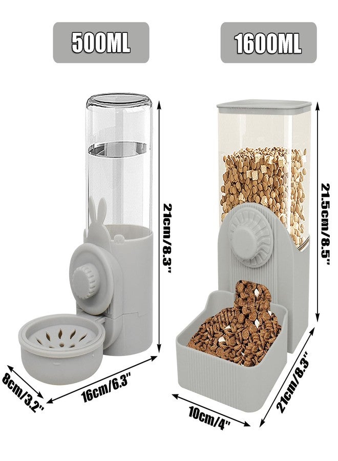 GKYZBB Gray Hanging Automatic Food Water Dispenser,Rabbit Feeder Guinea Pig Water Bottle Food Feeder for Ferret Guinea Pig Rabbit Bunny Cage Accessories,500ml/1600ml - Image 2