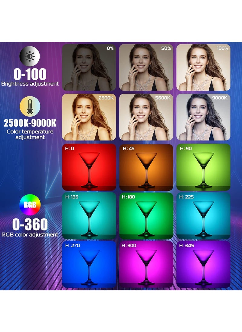 يولانزي عصا الإضاءة المحمولة باليد، عصا إضاءة محمولة باليد، مصباح فيديو LED 360 درجة RGB للتصوير الفوتوغرافي، عصا إضاءة صغيرة قابلة لإعادة الشحن 2000 مللي أمبير لتصوير الفيديو، مصباح كاميرا قابل للتعتيم 2500-9000K مع شاشة LCD، يدعم الجذب المغناطيسي  - Image 3