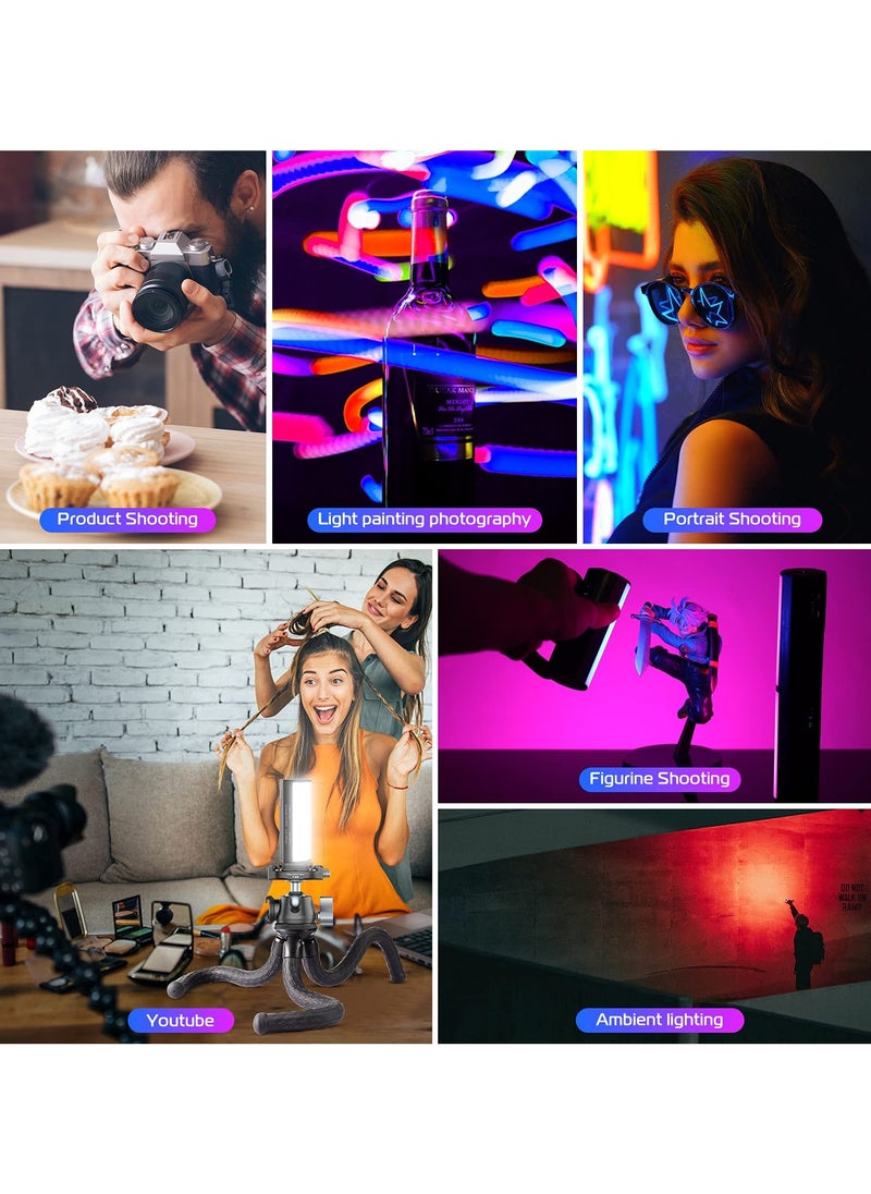 يولانزي - عصا الإضاءة المحمولة باليد، عصا إضاءة محمولة باليد، مصباح فيديو LED 360 درجة RGB للتصوير الفوتوغرافي، عصا إضاءة صغيرة قابلة لإعادة الشحن 2000 مللي أمبير لتصوير الفيديو، مصباح كاميرا قابل للتعتيم 2500-9000K مع شاشة LCD، يدعم الجذب المغناطيسي - Image 1