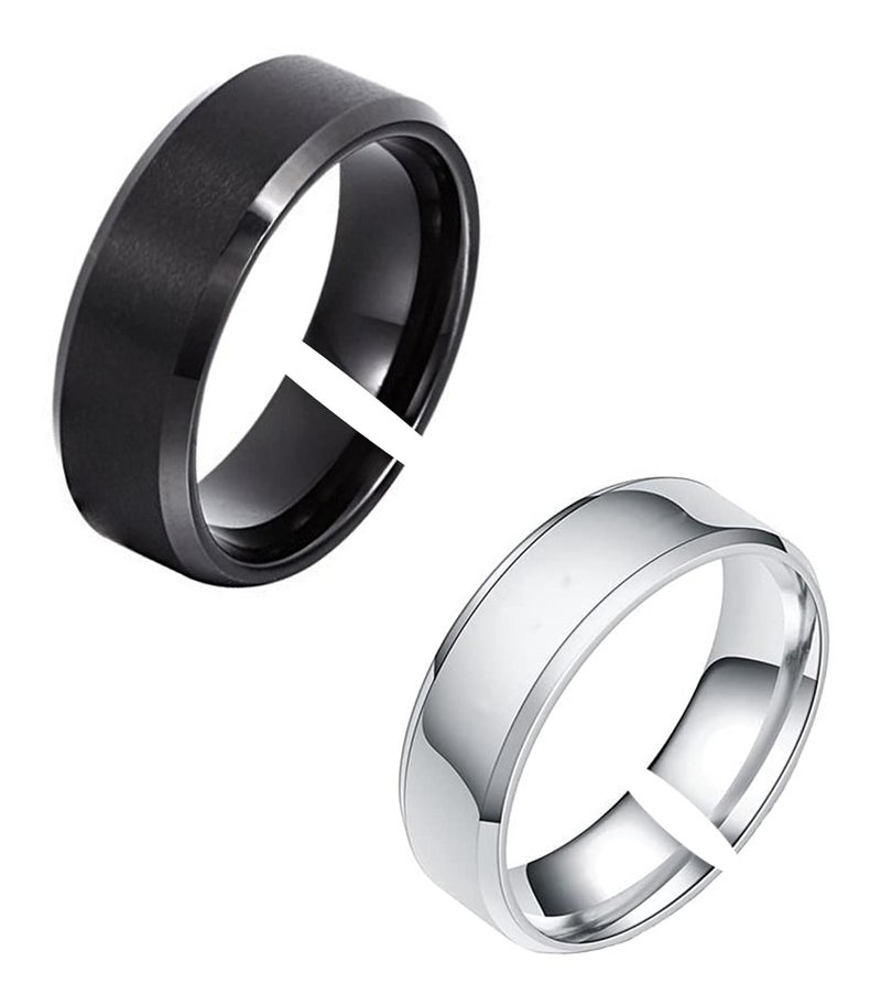 Okos Men's Jewellery Trendy Solid Polish Finish Stainless Steel Band Style Ring Crafted For Boys and Men FR1000968 - Image 1
