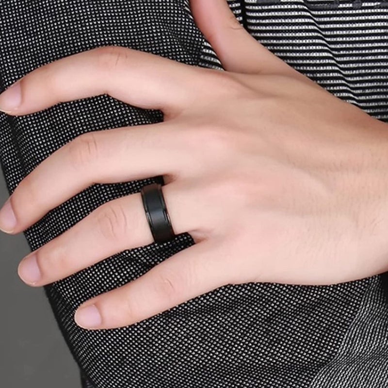 Okos Men's Jewellery Trendy Solid Polish Finish Stainless Steel Band Style Ring Crafted For Boys and Men FR1000968 - Image 4