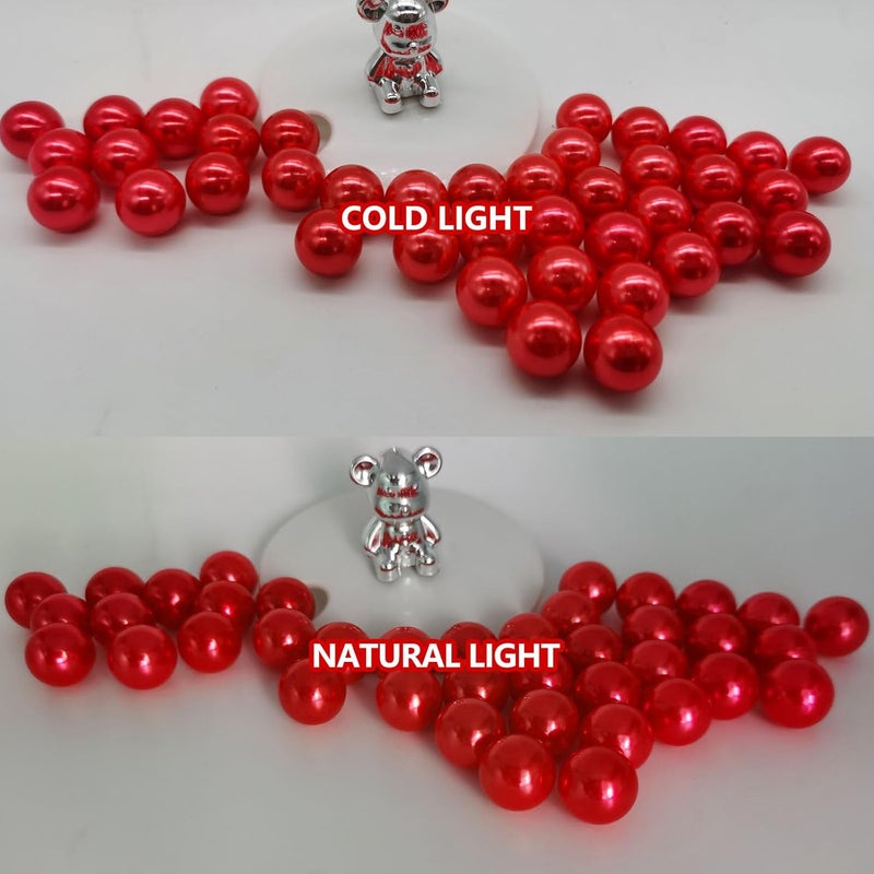 ZEBMOON 200PCS Red Faux Pearls Beads for Centerpiece Vases, Vase Filler Faux Pearls, No Holes Filler Beads for Party Anniversary Birthday Wedding Table Decor, 10/14/20/30mm - Image 3