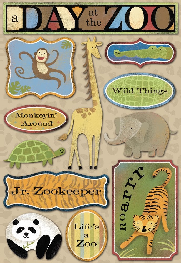 Karen Foster Design Acid and Lignin Free Scrapbooking Sticker Sheet, Day at The Zoo - Image 4