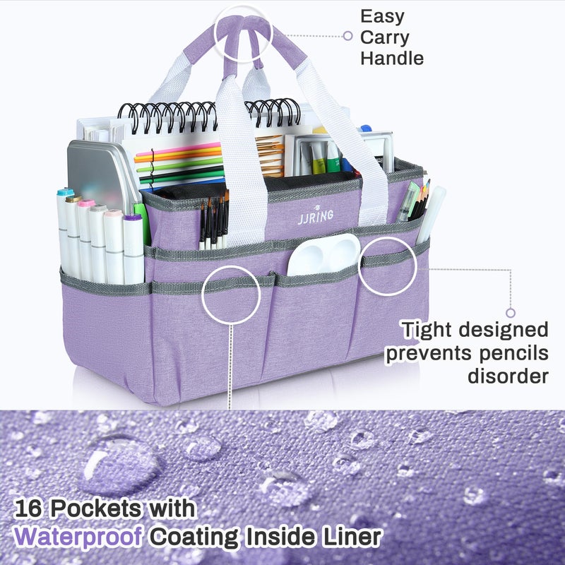 JJRING Craft Organizer Tote Bag, Art Storage Caddy with Multiple Pockets, Lilac Sewing Bag for Art, Craft, Scrapbooking, Medical, and Office Supplies Storage - Image 4