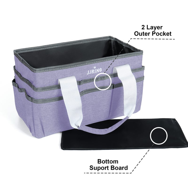 JJRING Craft Organizer Tote Bag, Art Storage Caddy with Multiple Pockets, Lilac Sewing Bag for Art, Craft, Scrapbooking, Medical, and Office Supplies Storage - Image 3