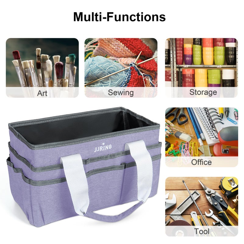 JJRING Craft Organizer Tote Bag, Art Storage Caddy with Multiple Pockets, Lilac Sewing Bag for Art, Craft, Scrapbooking, Medical, and Office Supplies Storage - Image 5