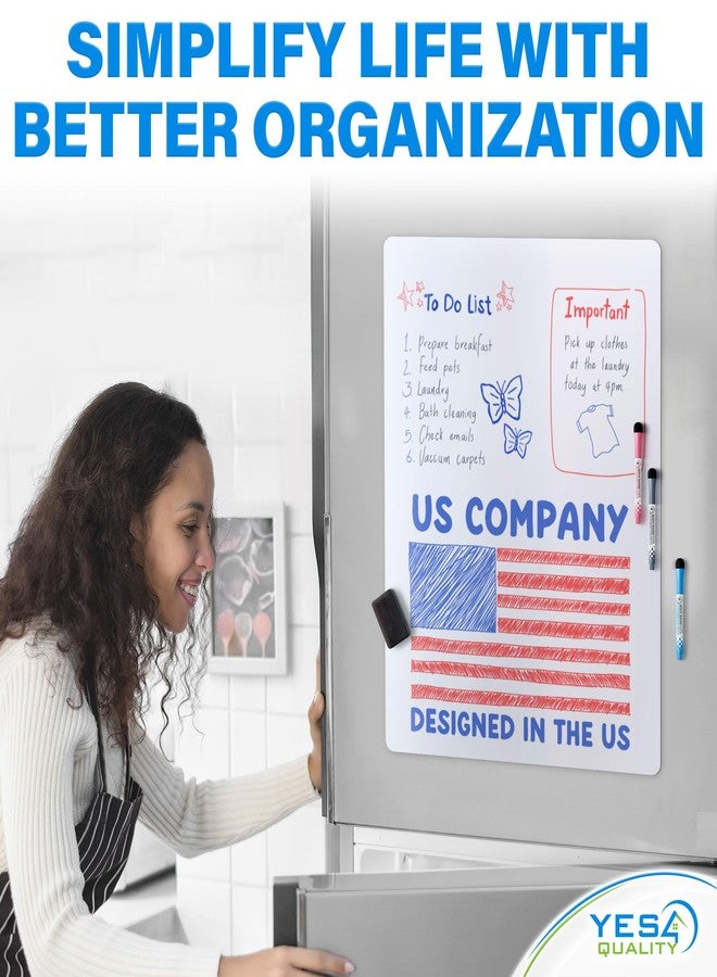 YES4QUALITY Extra Large Magnetic Dry Erase White Board Sheet for Fridge - 29x21 - Stain Resistant Technology with 3 Markers & Big Eraser with Magnet - Refrigerator Whiteboard Planner Organizer - by Yes4Quality - Image 2