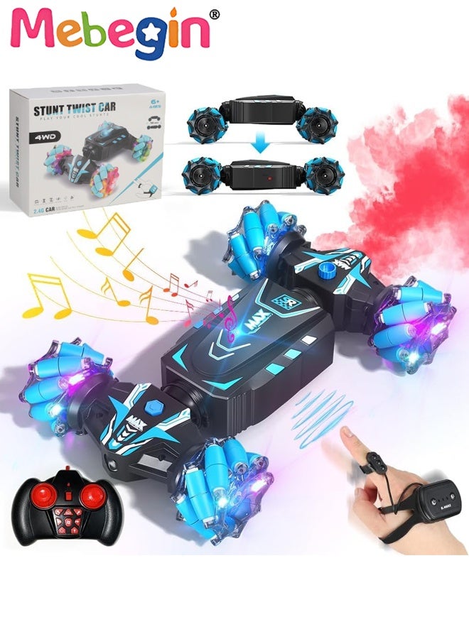 MEBEGIN Remote Control Car Toy with Spray Function and Cool Lights, 2.4 GHz Double Side Radio Control Drift Race Car Set, Gesture Sensing RC Stunt Car, Suitable for Various Roads, Ideal Gift for Kids, 28*17.5*6.5cm - Image 1