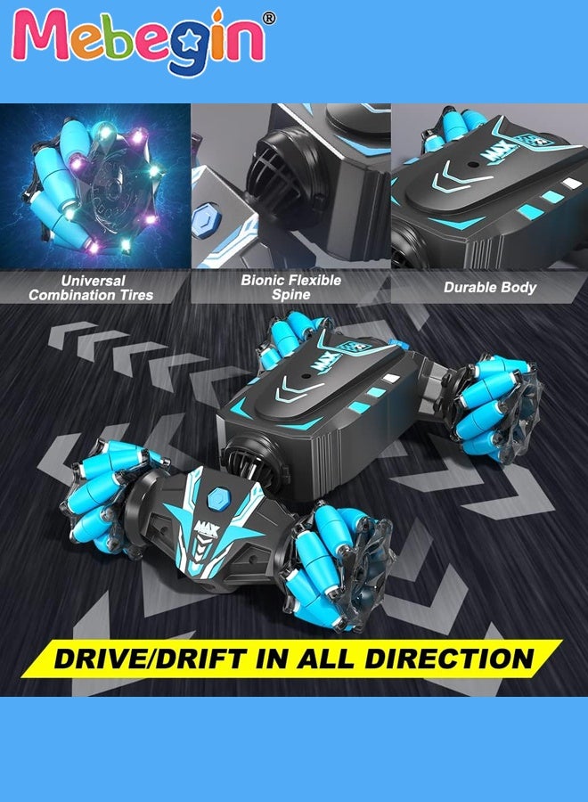 MEBEGIN Remote Control Car Toy with Spray Function and Cool Lights, 2.4 GHz Double Side Radio Control Drift Race Car Set, Gesture Sensing RC Stunt Car, Suitable for Various Roads, Ideal Gift for Kids, 28*17.5*6.5cm - Image 2