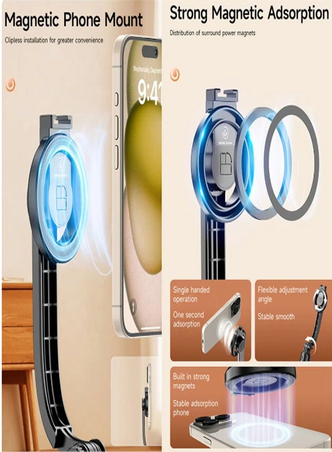 General Cell Phone Selfie Stick Magnetic Live Stands Bluetooth Photo Tripod Mini Shooting Fill Light Telescopic Pole  - Image 2