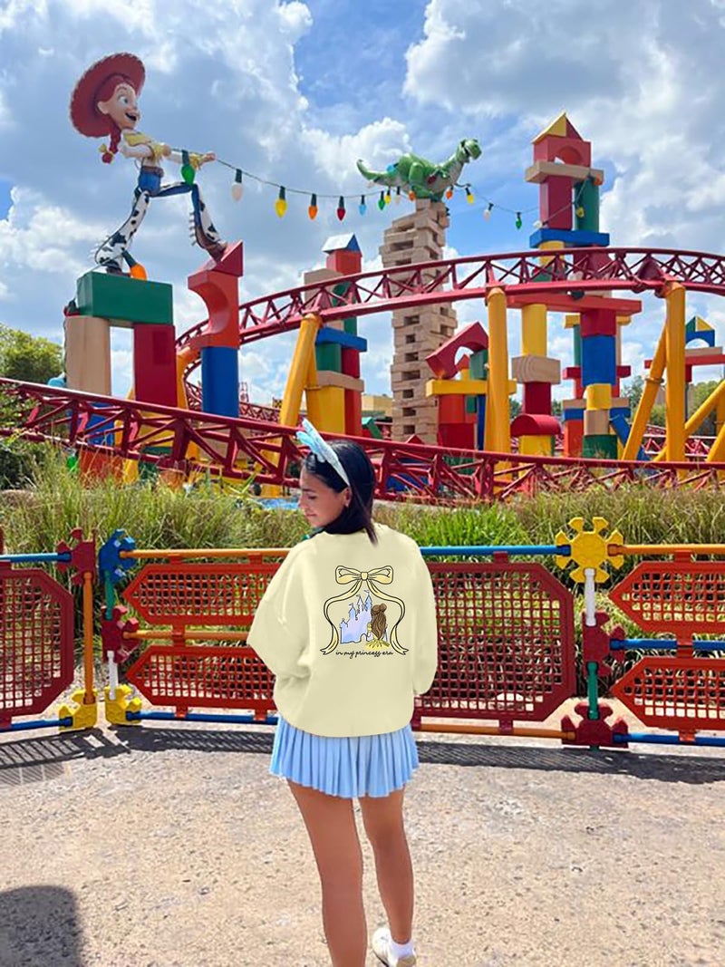 FASHGL Magical Kingdom Sweatshirt for Women Magic Shirt Family Vacation Sweater Cute Castle Graphic Long Sleeve Pullover Tops Apricot - Image 3
