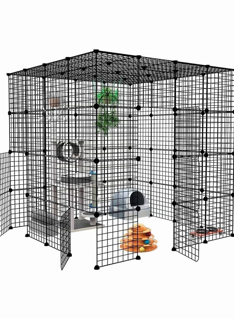 XiuWoo Large Cat Cage Indoor Detachable Pet Home Small Animal House DIY Cat Playpen, Metal Wire Kennels Crate Large Exercise Place Ideal for 1-3 Cat - Image 2