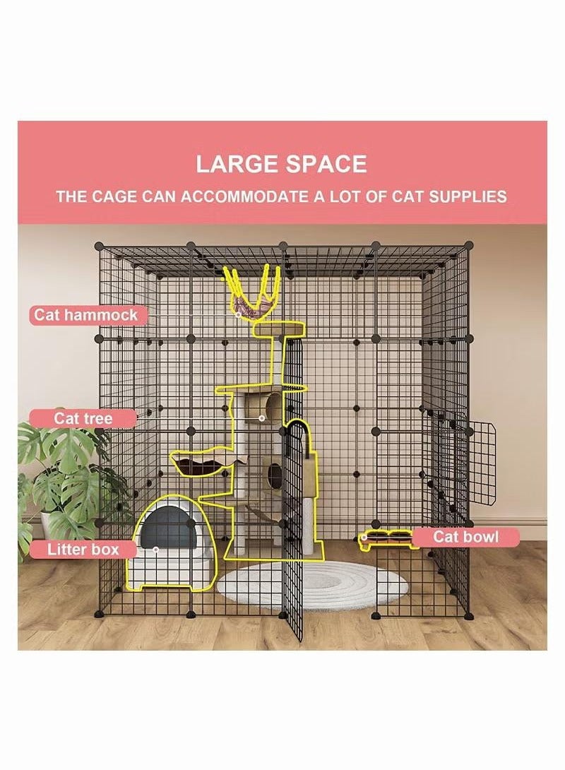 XiuWoo Large Cat Cage Indoor Detachable Pet Home Small Animal House DIY Cat Playpen, Metal Wire Kennels Crate Large Exercise Place Ideal for 1-3 Cat - Image 4