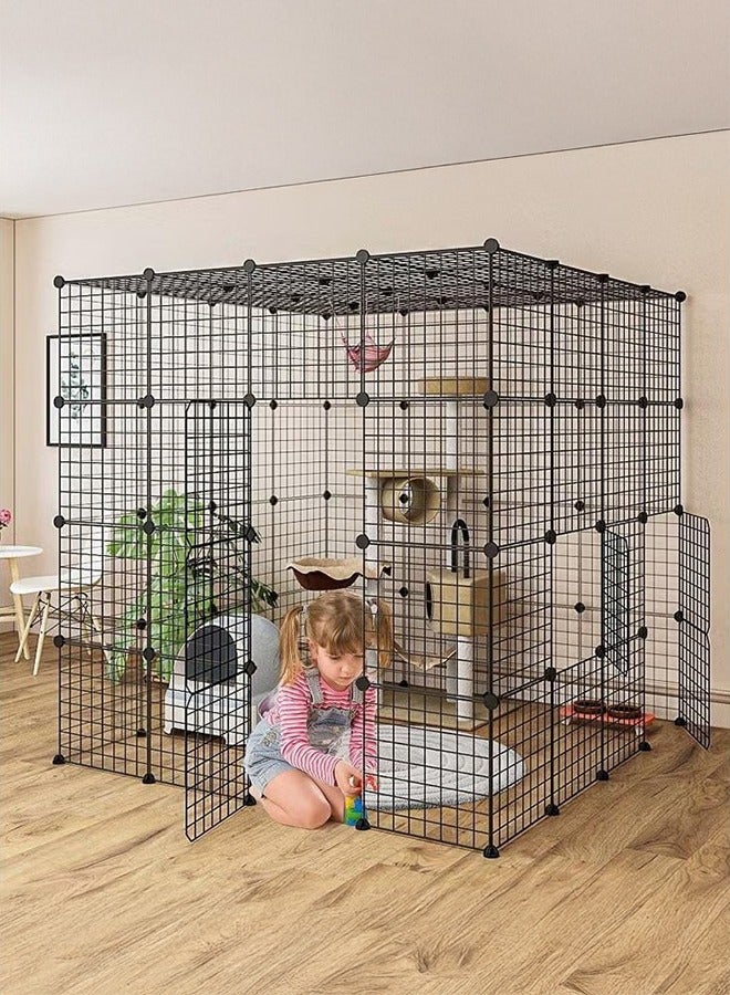 XiuWoo Large Cat Cage Indoor Detachable Pet Home Small Animal House DIY Cat Playpen, Metal Wire Kennels Crate Large Exercise Place Ideal for 1-3 Cat - Image 1