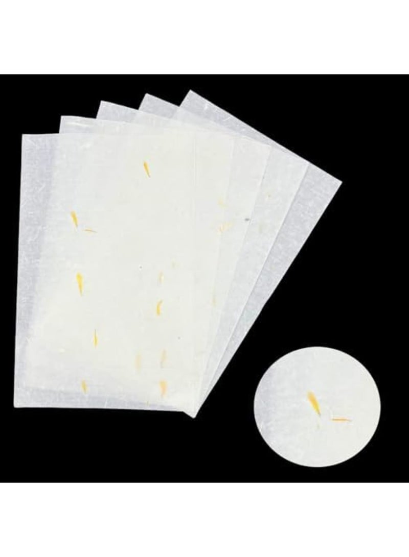 60 Pcs Mulberry Paper Sheets - Real Flowers in Rice Paper for Art and Crafts, Handmade Decoupage, Vintage Craft Sheets for Gift Wrap, Card Making, Calligraphy, Drawing (Yellow Flower) - Image 1