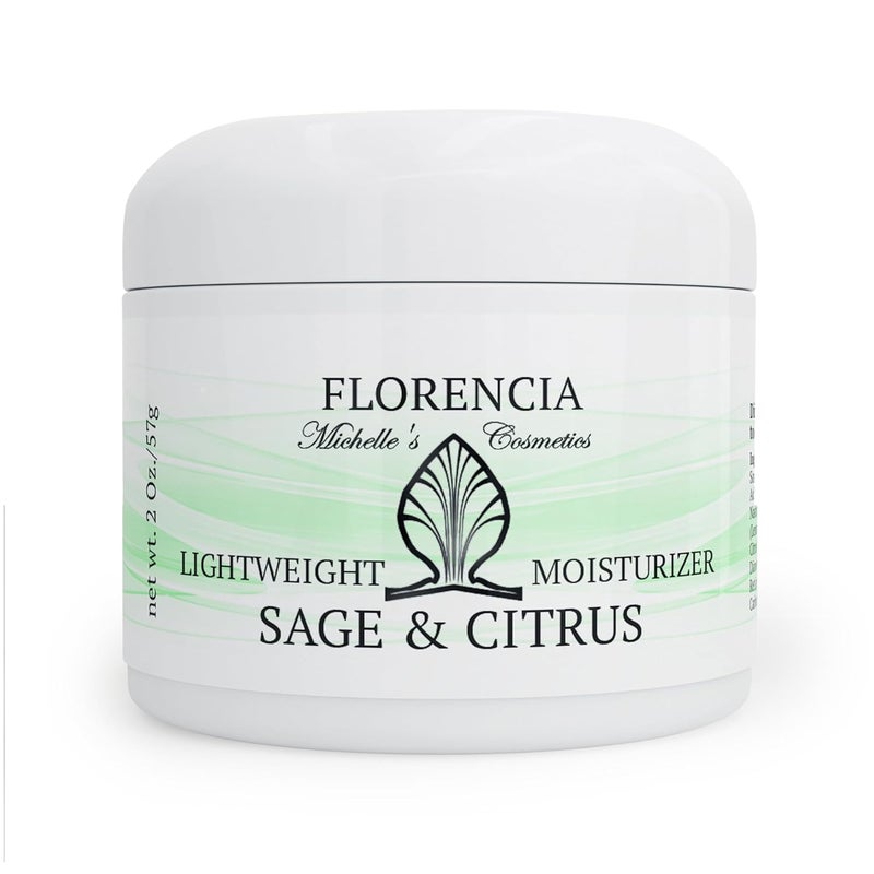 Florencia Sage & Citrus Lightweight Moisturizer - Oil-Free Hydrating Face Cream for Sensitive, Oily, Acne-Prone Skin - Plant-Based, Fast-Absorbing Moisturizer for Combination Skin