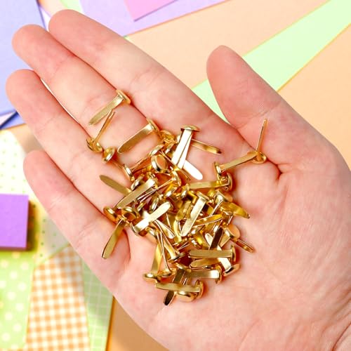 Hapy Shop Paper Brass Fasteners, 3/4-Inch Metal Brass Brads Round Brads for Paper Crafts Making DIY, 300 Pack - Image 3