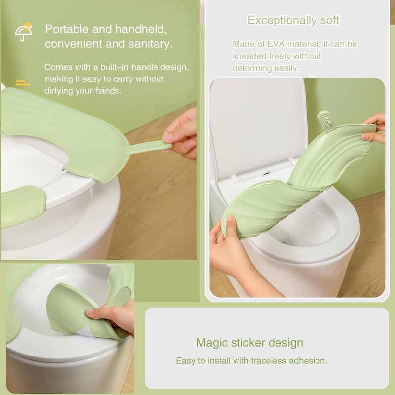 YANMENG Toilet Seat Cover Warmer With Handle, Toilet Seat Cushion With Lift, U-Shaped Scrubbable Wash. (Green 1 Set) - Image 4