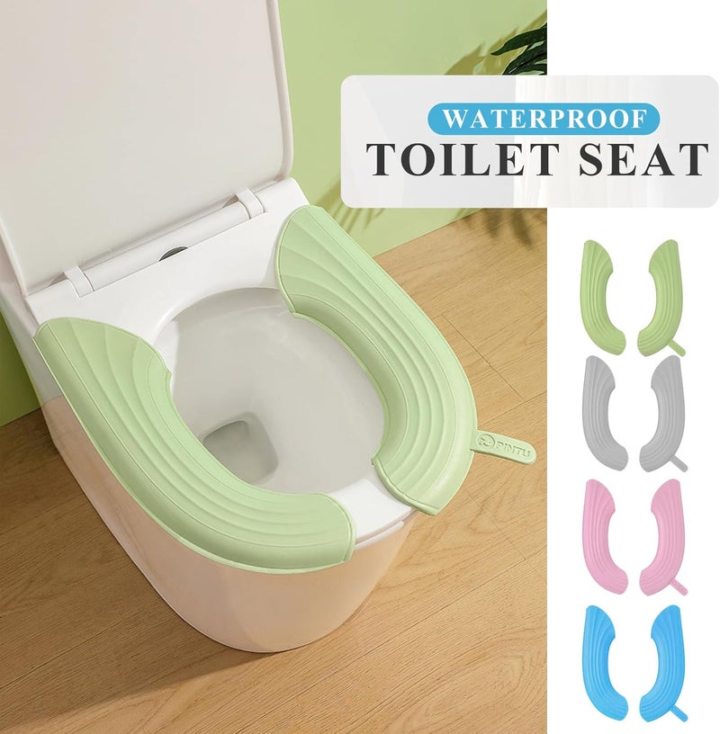 YANMENG Toilet Seat Cover Warmer With Handle, Toilet Seat Cushion With Lift, U-Shaped Scrubbable Wash. (Green 1 Set) - Image 3