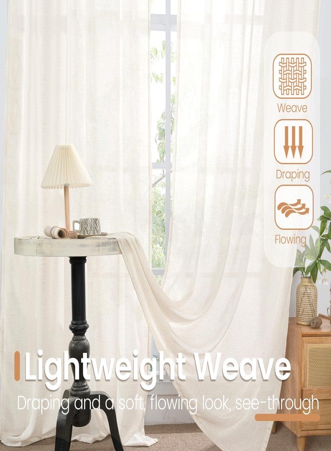 BGment Small Linen Curtains 36 Inch Length for Cafe Window, Half Drapes Lightweight Semi Sheer with Rod Pocket for Front Door Kitchen Window Over Sink, 2 Panels Set, 24 Inch Wide Each Panel - Image 4