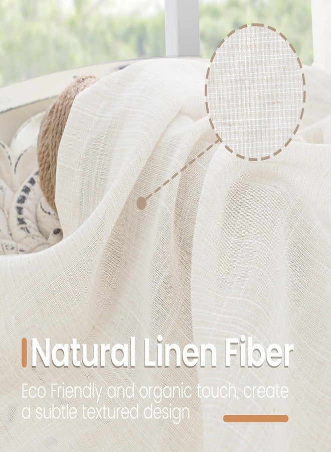 BGment Small Linen Curtains 36 Inch Length for Cafe Window, Half Drapes Lightweight Semi Sheer with Rod Pocket for Front Door Kitchen Window Over Sink, 2 Panels Set, 24 Inch Wide Each Panel - Image 3