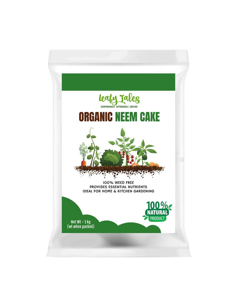 Leafy Tales Organic Neem Cake Powder for Plants 1kg - 100% Natural Neem Khali Fertilizer & Pest Repellent | Soil Conditioner & Growth Booster for Indoor and Outdoor Home Garden - Image 1