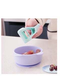 KASTWAVE Grape Cutter for Kids, Stainless Steel Fruit Cutter, Quarter Grape Slicer, Suitable for Vegetable Fruit Salad Cake Decoration, Kitchen Gadget Fruit Slicer (Blue)  - Image 4