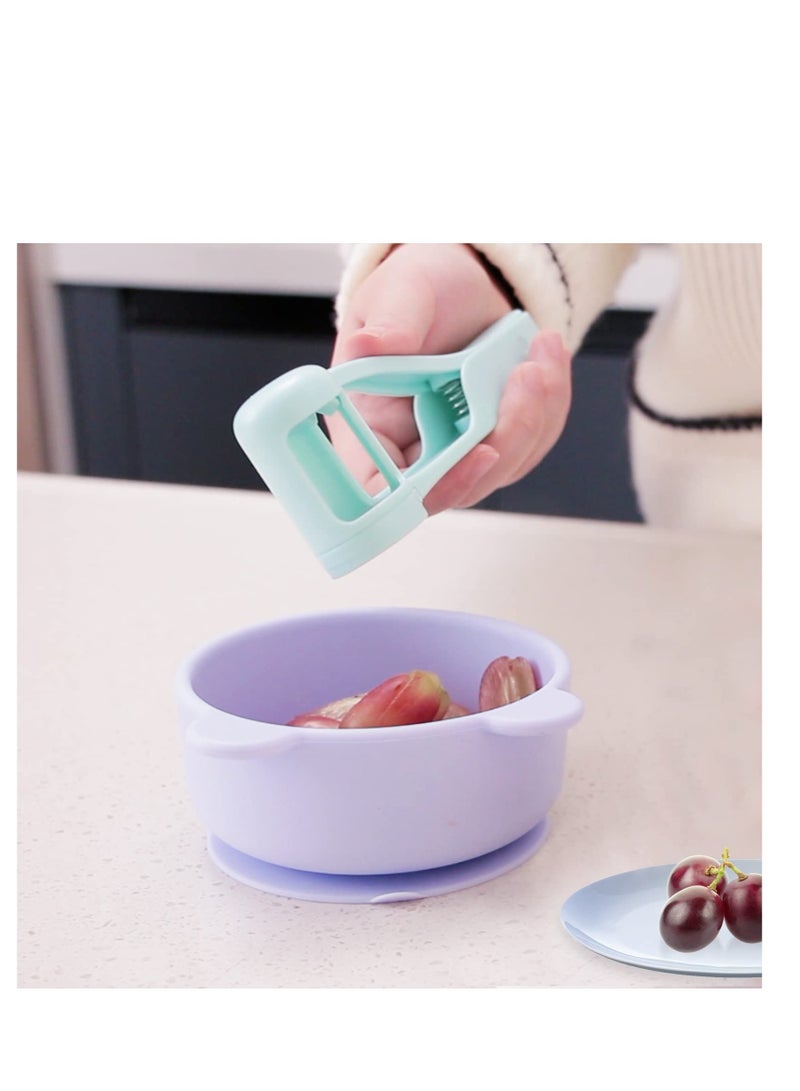 KASTWAVE Grape Cutter for Kids, Stainless Steel Fruit Cutter, Quarter Grape Slicer, Suitable for Vegetable Fruit Salad Cake Decoration, Kitchen Gadget Fruit Slicer (Blue)  - Image 4