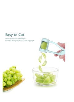 KASTWAVE Grape Cutter for Kids, Stainless Steel Fruit Cutter, Quarter Grape Slicer, Suitable for Vegetable Fruit Salad Cake Decoration, Kitchen Gadget Fruit Slicer (Blue)  - Image 3