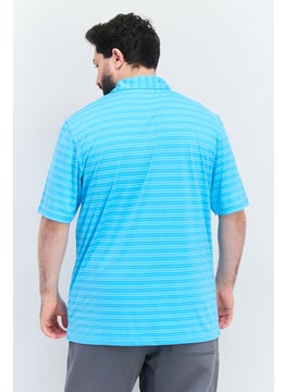 Greg Norman Men Regular Fit Striped Short Sleeves Polo Shirt, Blue  - Image 3