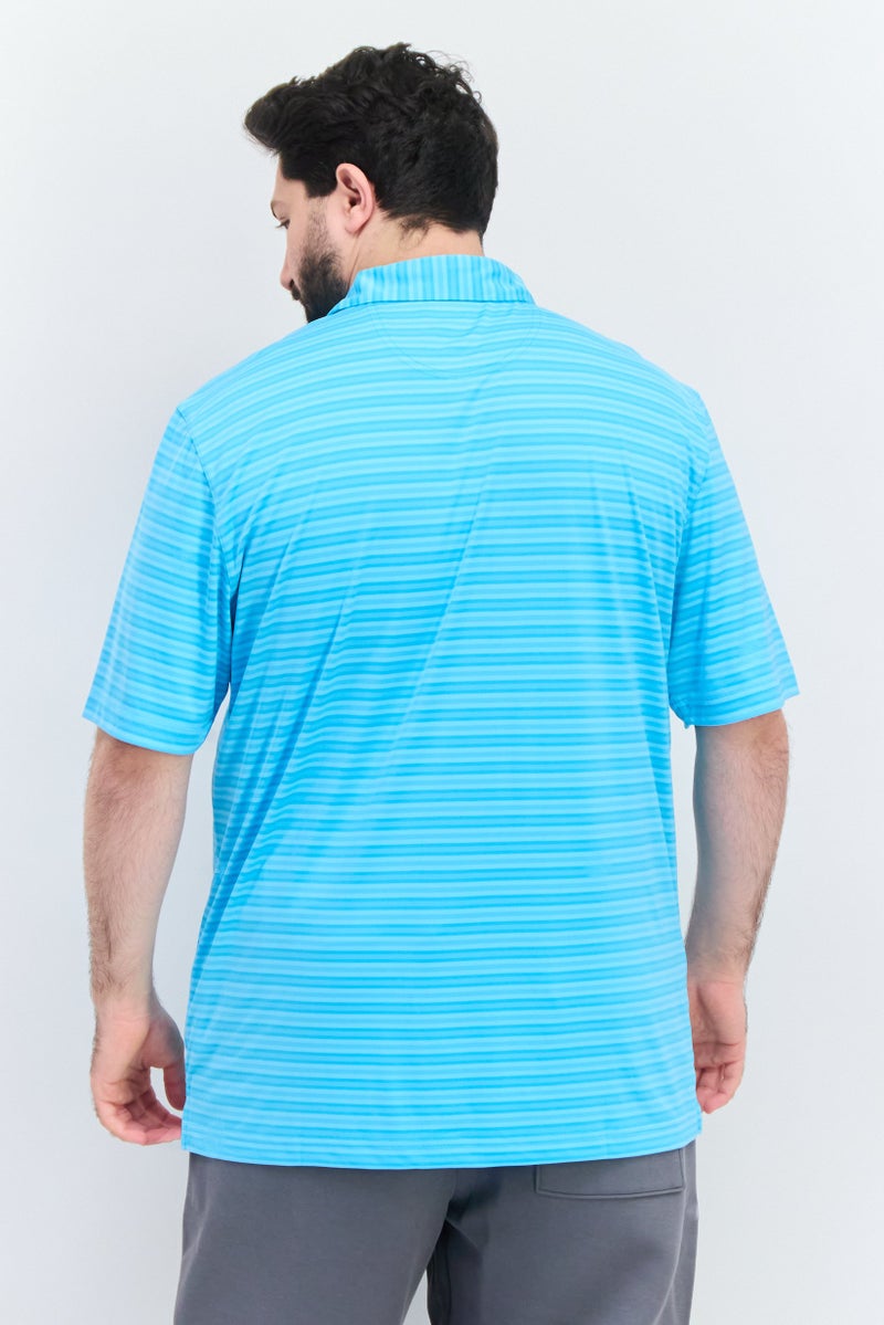 Greg Norman Men Regular Fit Striped Short Sleeves Polo Shirt, Blue - Image 3