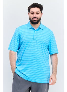 Greg Norman Men Regular Fit Striped Short Sleeves Polo Shirt, Blue  - Image 1