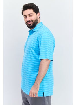 Greg Norman Men Regular Fit Striped Short Sleeves Polo Shirt, Blue  - Image 4